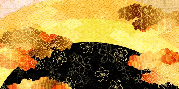 Японский Рисунок Сакуры Весенний Фон — стоковый вектор