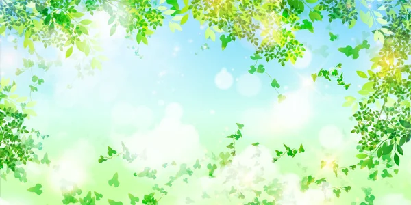 新鮮な緑葉の風景の背景 — ストックベクタ