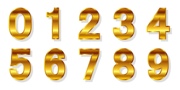 Liczba Ikona Metalowej Litery Złotej — Wektor stockowy