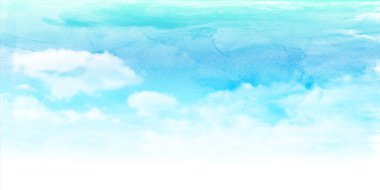 Gökyüzü bulutu yaz suluboya arka planı