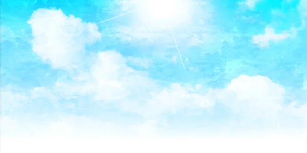 Sky Cloud Summer Watercolor Background — Stock Vector