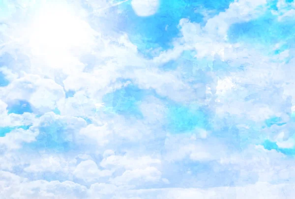 Sky Cloud Summer Watercolor Background — Stock Vector