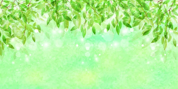 Čerstvé Zelené Listy Krajinném Zázemí — Stockový vektor