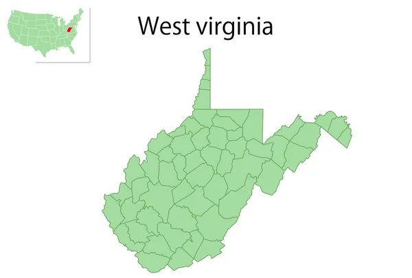 Batı Virginia Abd Haritası Ikonu — Stok Vektör