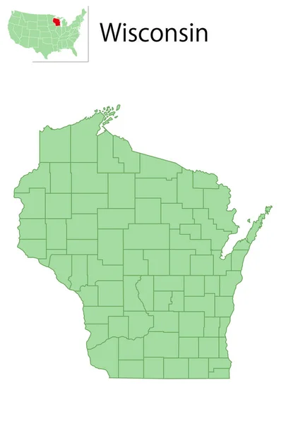 Wisconsin Eua Mapa Ícone Estado —  Vetores de Stock