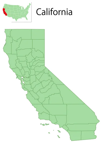 Kalifornien Usa Karte Staat Symbol — Stockvektor
