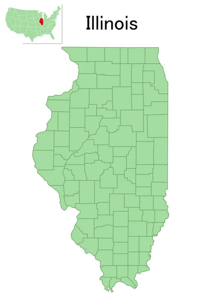 Illinois Stati Uniti America Mappa Stato Icona — Vettoriale Stock