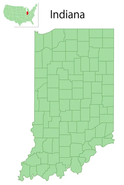 Indiana Usa Karte Bundesstaat Symbol — Stockvektor