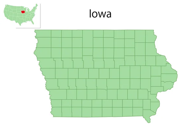 Iowa Usa Karta Delstatsikon — Stock vektor