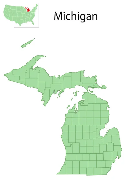 Ikon Peta Negara Bagian Michigan Usa - Stok Vektor