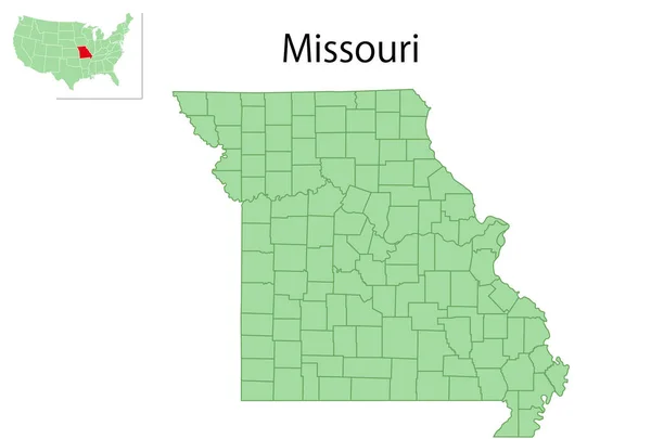 Missouri Usa Karta Delstatsikon — Stock vektor