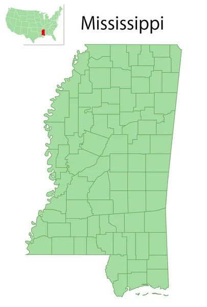 Mississippi Stati Uniti America Mappa Stato Icona — Vettoriale Stock
