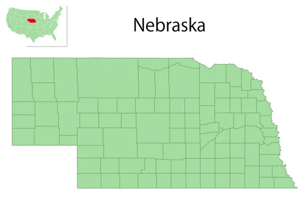 Nebraska Stany Zjednoczone Mapa Ikona Stanu — Wektor stockowy