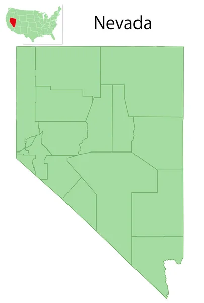 Nevada Usa Karta Delstatsikon — Stock vektor