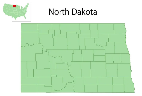 North Dakota Usa Karta Delstatsikon — Stock vektor