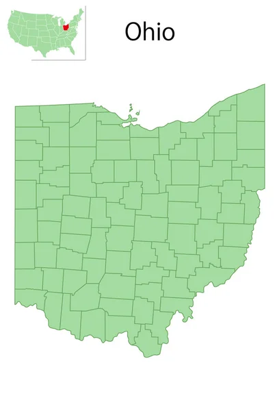 Ohio Usa Kaart Staat Pictogram — Stockvector