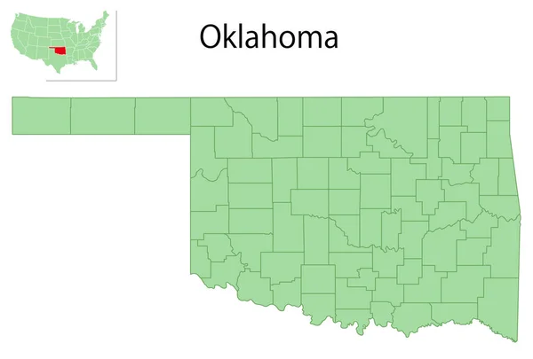 Oklahoma Usa Karta Delstatsikon — Stock vektor