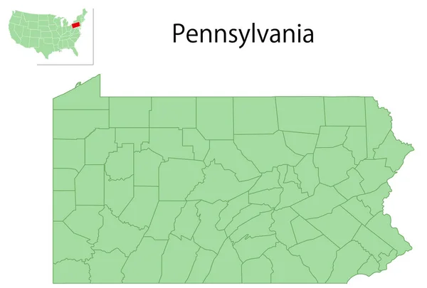 Pennsylvania Usa Kaart Staat Pictogram — Stockvector