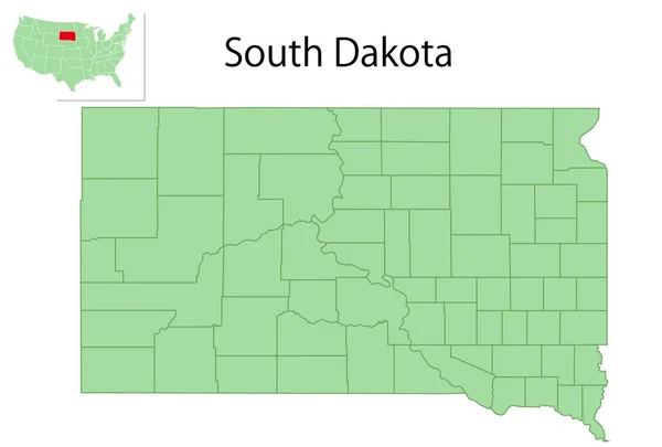 South Dakota Usa Karta Delstatsikon — Stock vektor