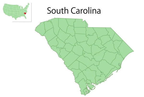 South Carolina Usa Karta Delstatsikon — Stock vektor