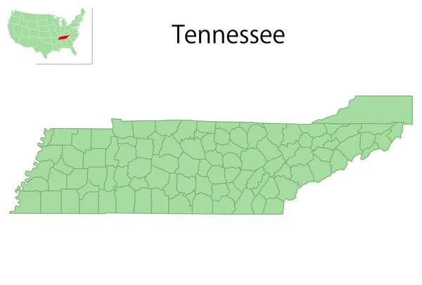 Tennessee Usa Karte Bundesstaat Symbol — Stockvektor