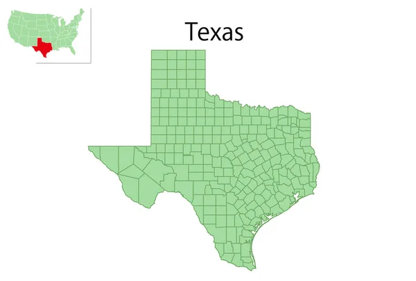 Texas Usa Peta Ikon Negara - Stok Vektor