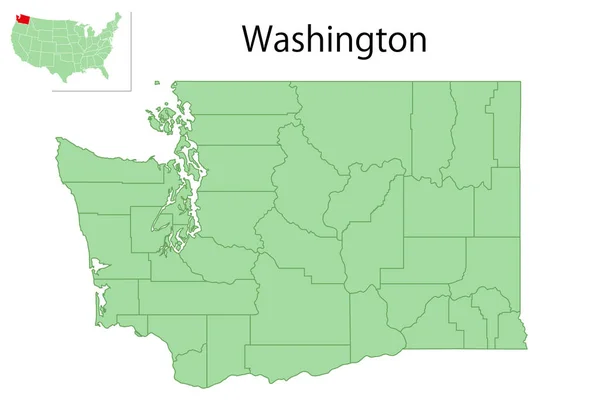 Washington Usa Karta Delstatsikon — Stock vektor