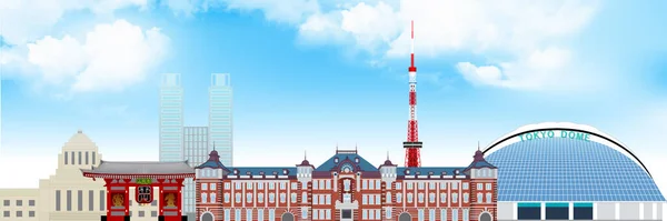 История Здания Знаменитого Токийского Вокзала — стоковый вектор