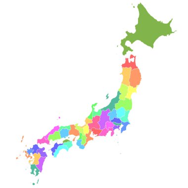 Japonya haritalı renkli ülke simgesi