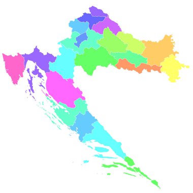 Hırvatistan haritası renkli ülke simgesi