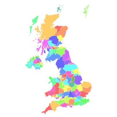 Birleşik Krallık haritası renkli ülke simgesi