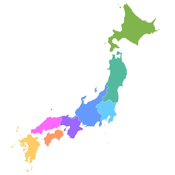 Jepang Memetakan Ikon Negara Yang Berwarna Warni - Stok Vektor