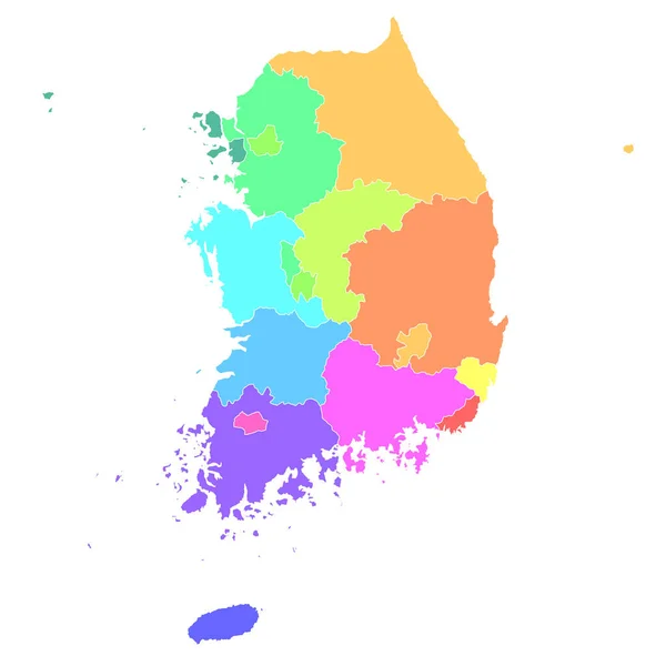 Красочная Карта Кореи — стоковый вектор