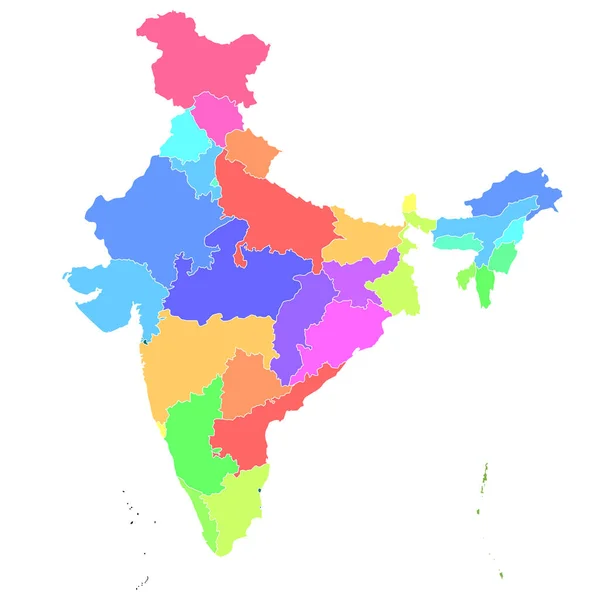 Indien Karta Färgglada Land Ikon — Stock vektor