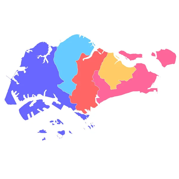 Singapura Peta Negara Ikon Berwarna Warni - Stok Vektor