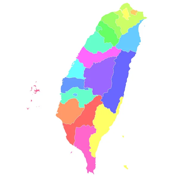 Taiwan Memetakan Ikon Negara Penuh Warna - Stok Vektor