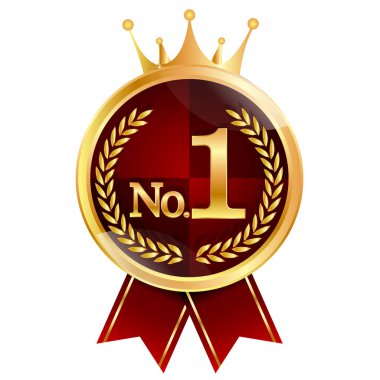 Madalya tacı altın kurdele ikonu