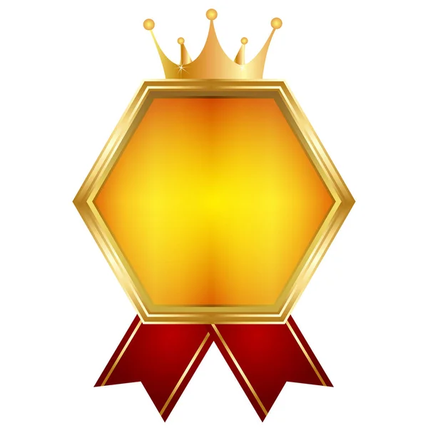 Madalya Tacı Altın Kurdele Ikonu — Stok Vektör