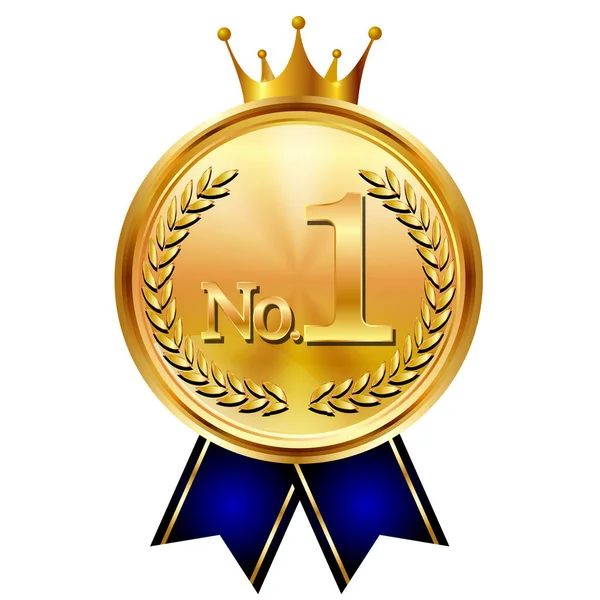 Medalha Coroa Ícone Fita Ouro —  Vetores de Stock