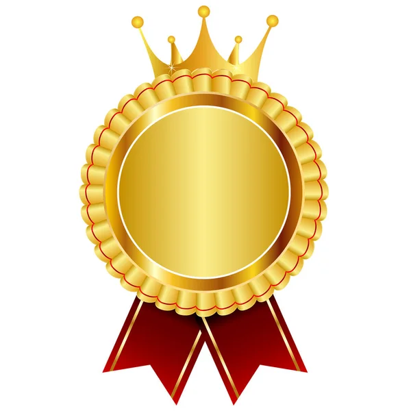 Медальна Корона Золота Стрічка Значок — стоковий вектор