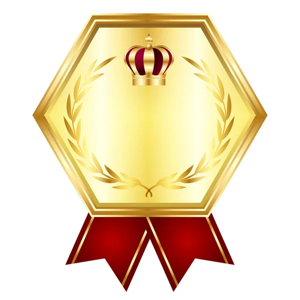 Medalj Krona Guld Band Ikon — Stock vektor