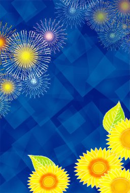 Yaz tebrik kartı havai fişek arka planı