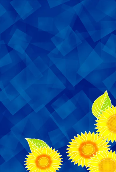 stock vector Summer greeting card sunflower Japanese pattern background