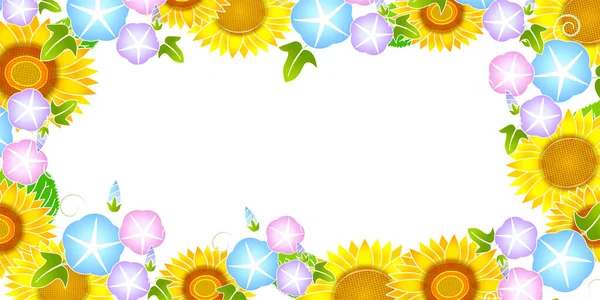 Літня Вітальна Листівка Фон Соняшникової Ранкової Слави — стоковий вектор