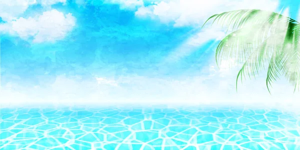 Sea Palm Summer Sky Background — Stock Vector