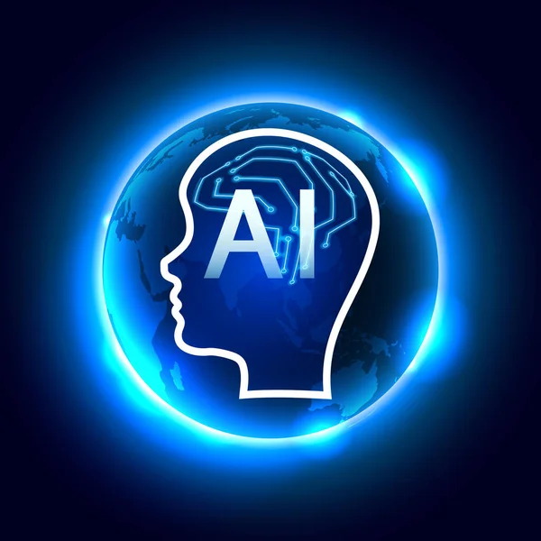 Cerveau Intelligence Artificielle Technologie Fond — Image vectorielle