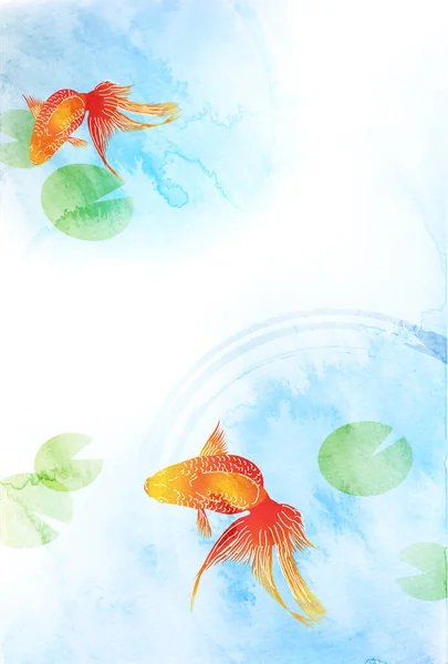 Patrón Japonés Goldfish Fondo Verano — Vector de stock