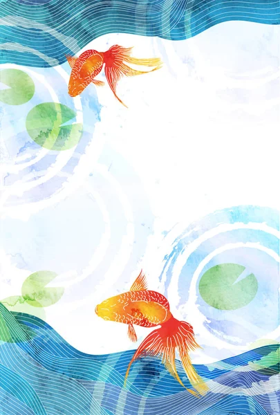 Patrón Japonés Goldfish Fondo Verano — Archivo Imágenes Vectoriales