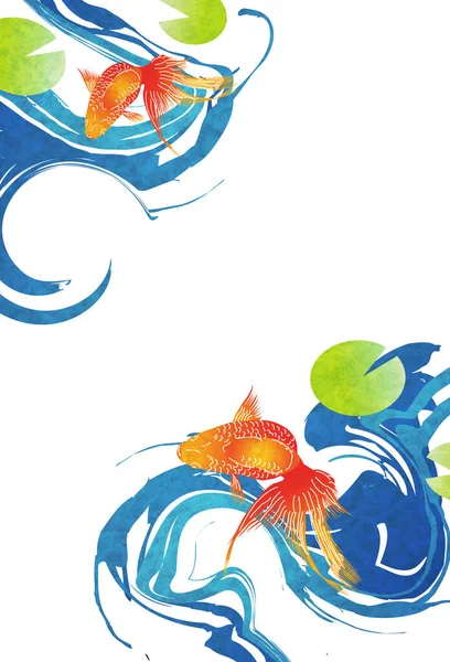 Japoński Wzór Goldfish Letnie Tło — Wektor stockowy
