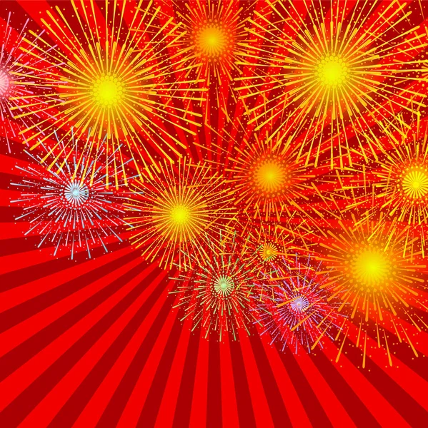 Fireworks Summer Light Sky Background — Stock Vector